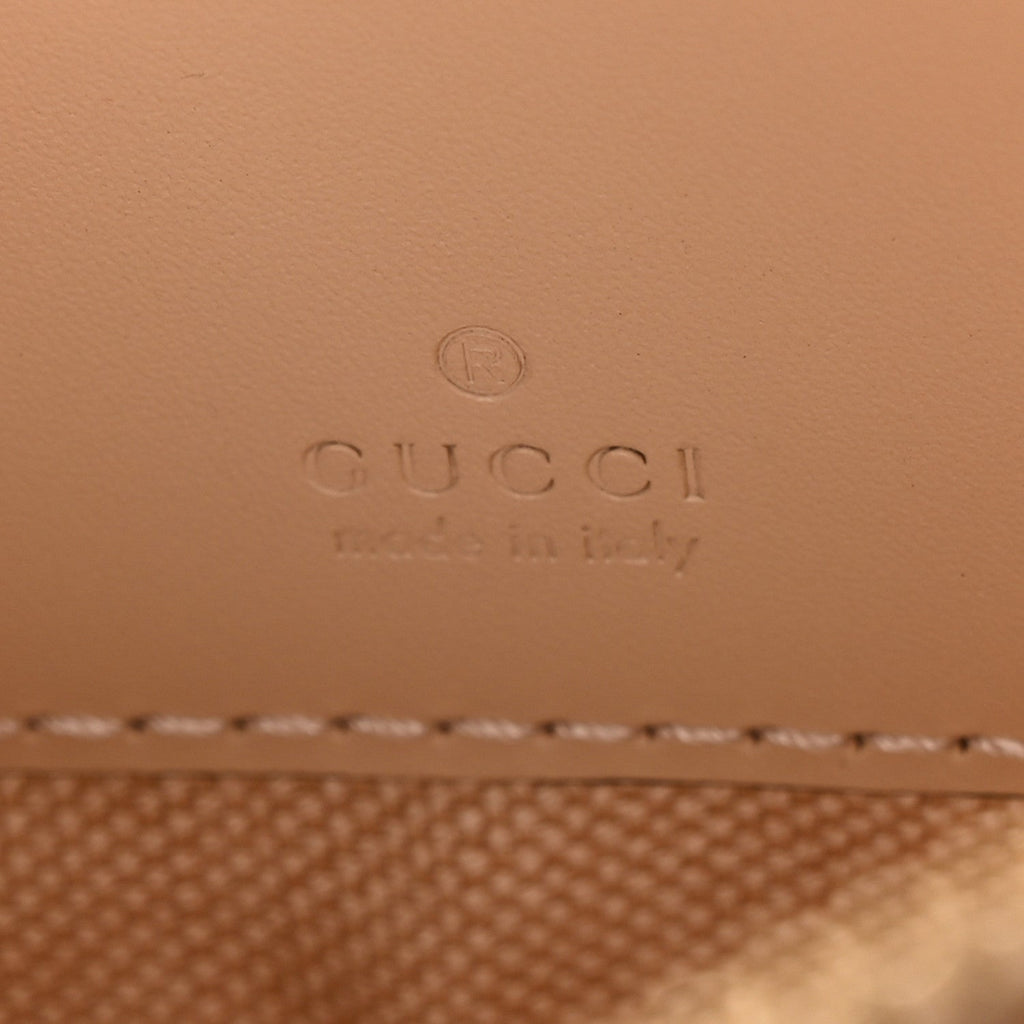 Calfskin GG Super Mini Debossed Chain Wallet Light Beige