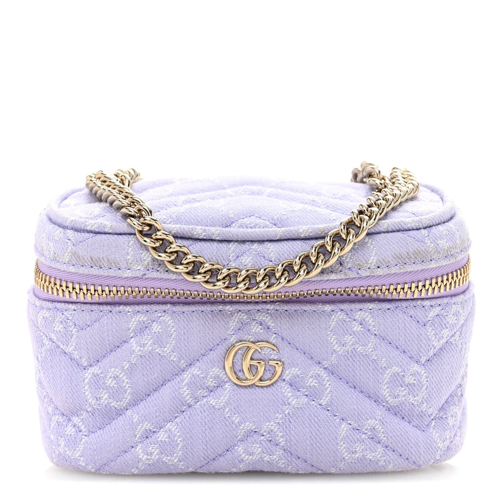 Denim GG Monogram Nano GG Marmont Vanity Bag Light Purple