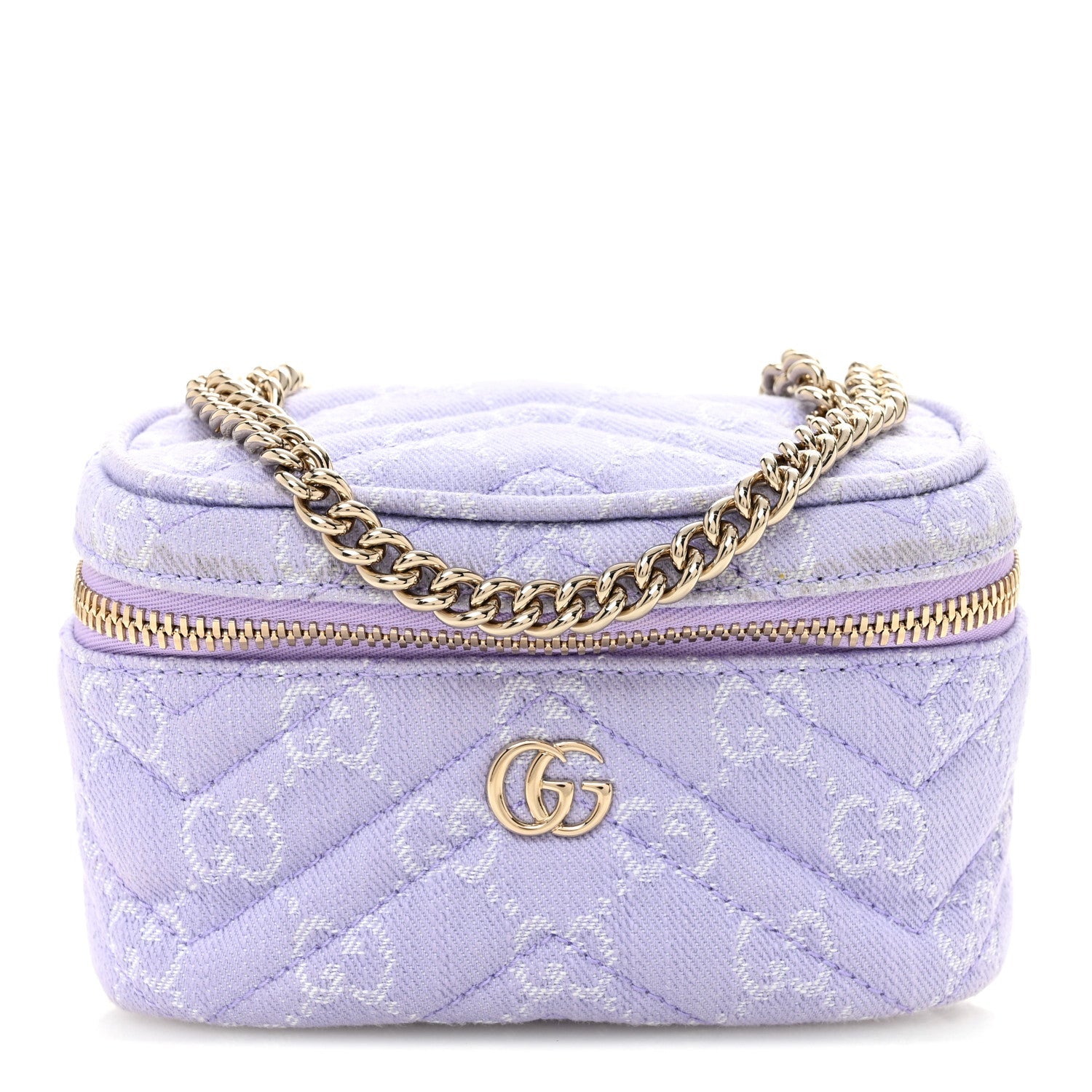 Denim GG Monogram Nano GG Marmont Vanity Bag Light Purple
