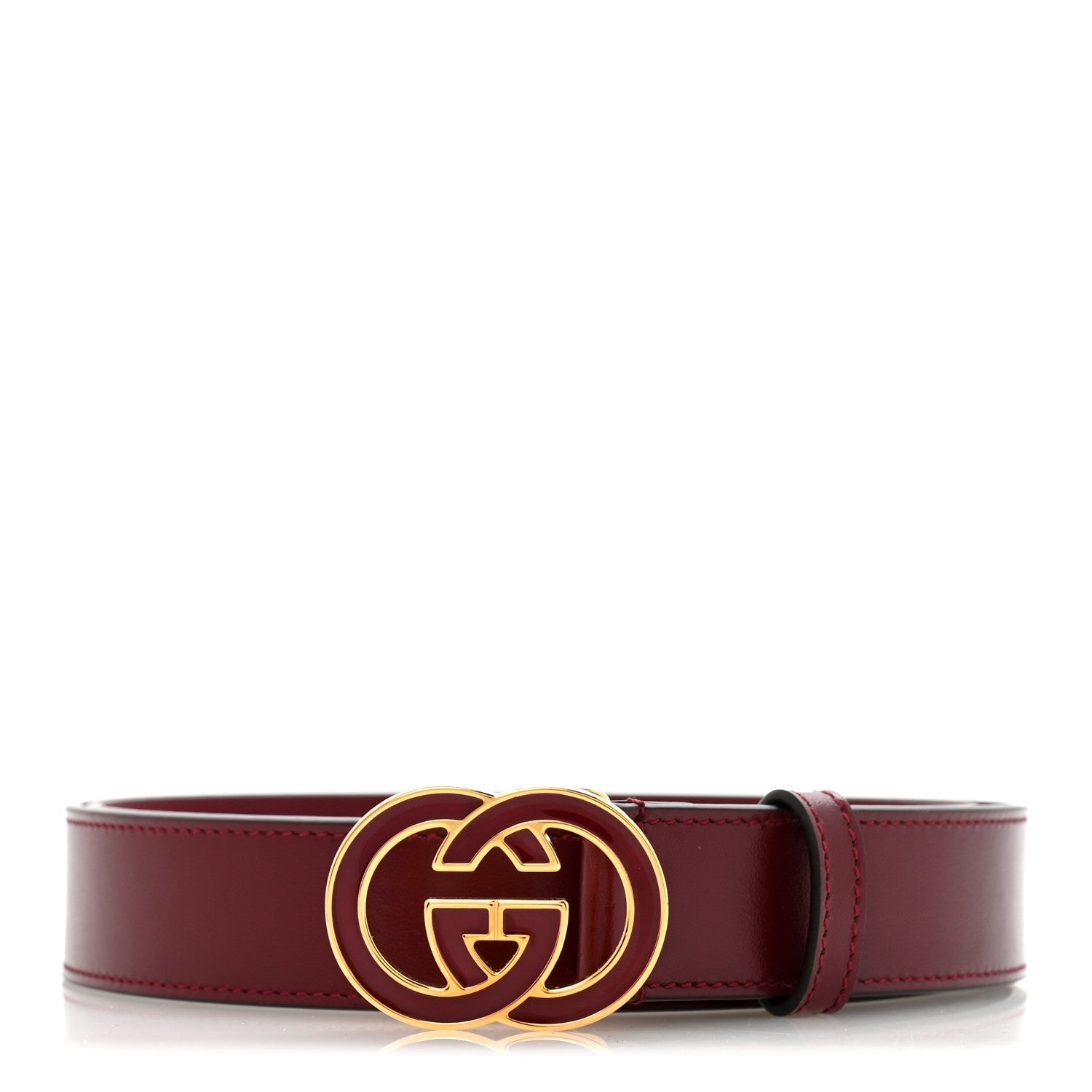 Plutone Calfskin Interlocking G 30mm Belt 100 40 Rosso Ancora