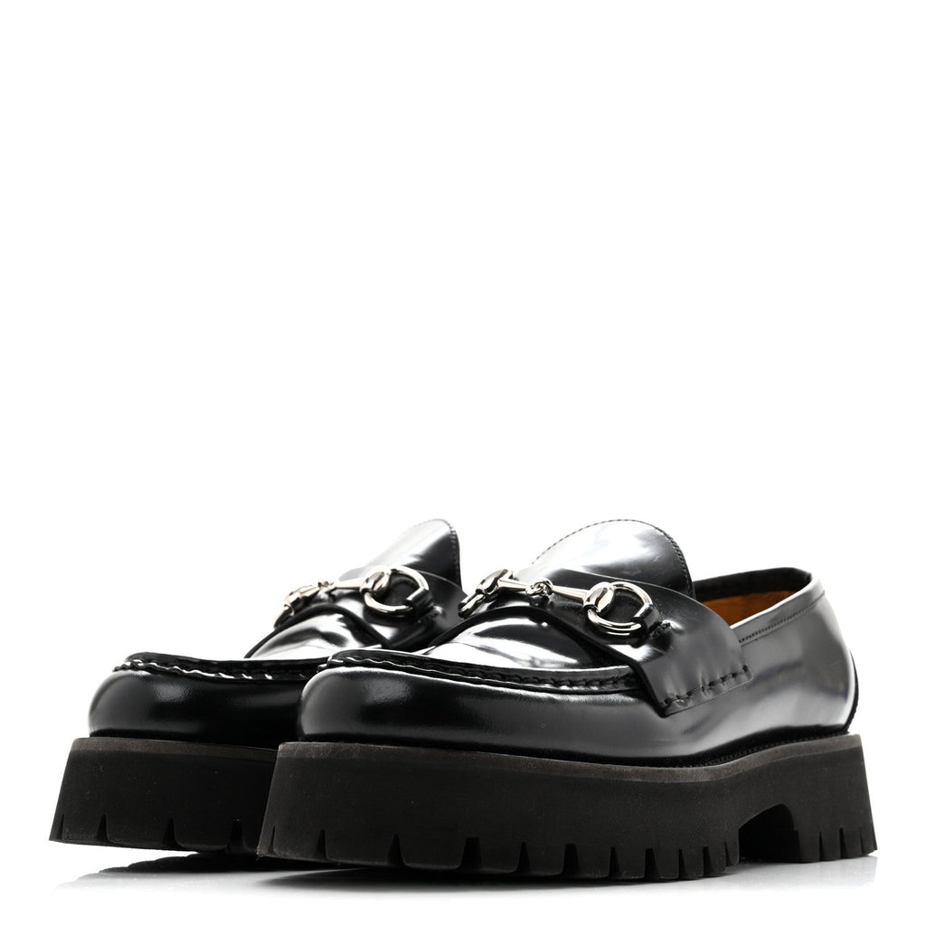 Cordovan Lux Womens Horsebit 45mm Platform Loafers 38.5 Black