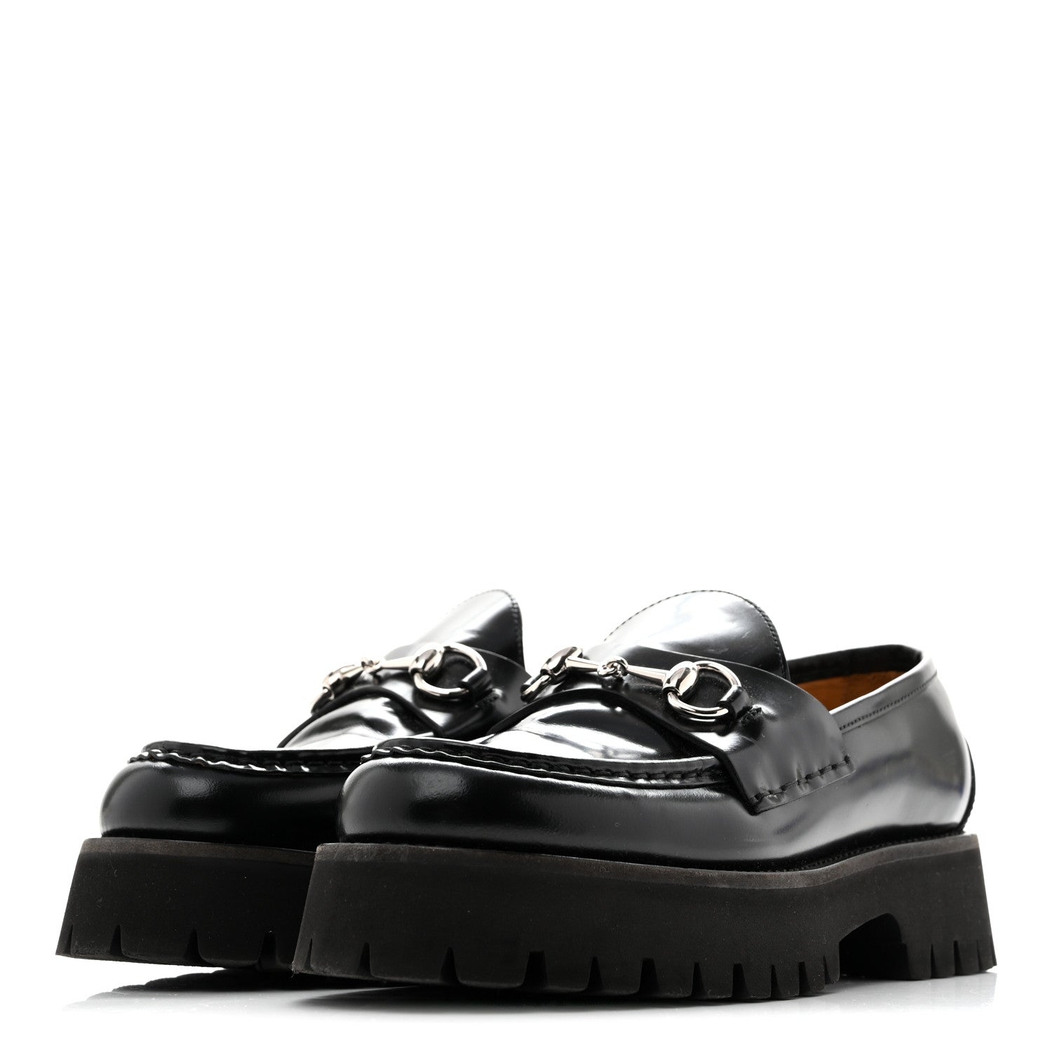 Cordovan Lux Womens Horsebit 45mm Platform Loafers 38.5 Black