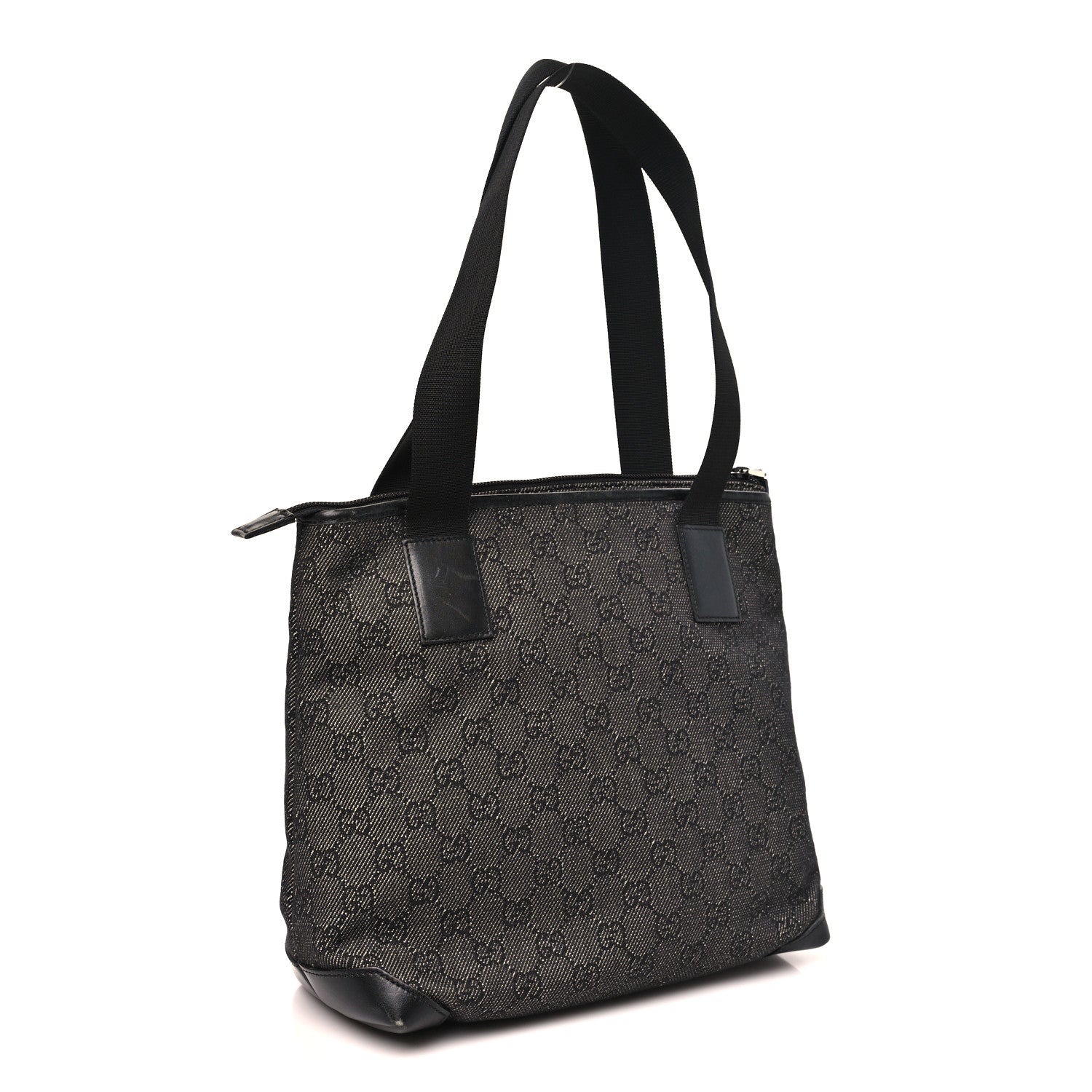 Denim Monogram Tote Bag Black