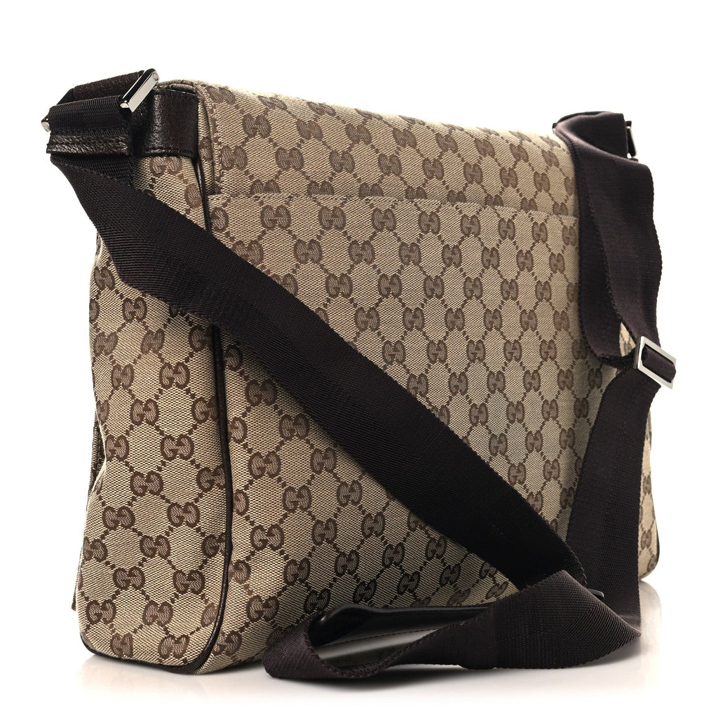 GG Monogram Medium Flap Messenger Bag Beige Dark Brown