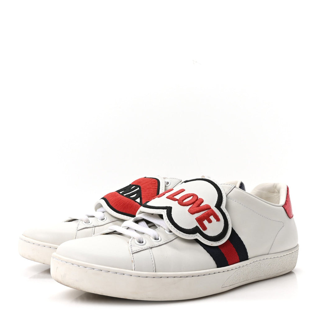 Calfskin Ayers Blind For Love Embroidered Womens Ace Sneakers 39 White