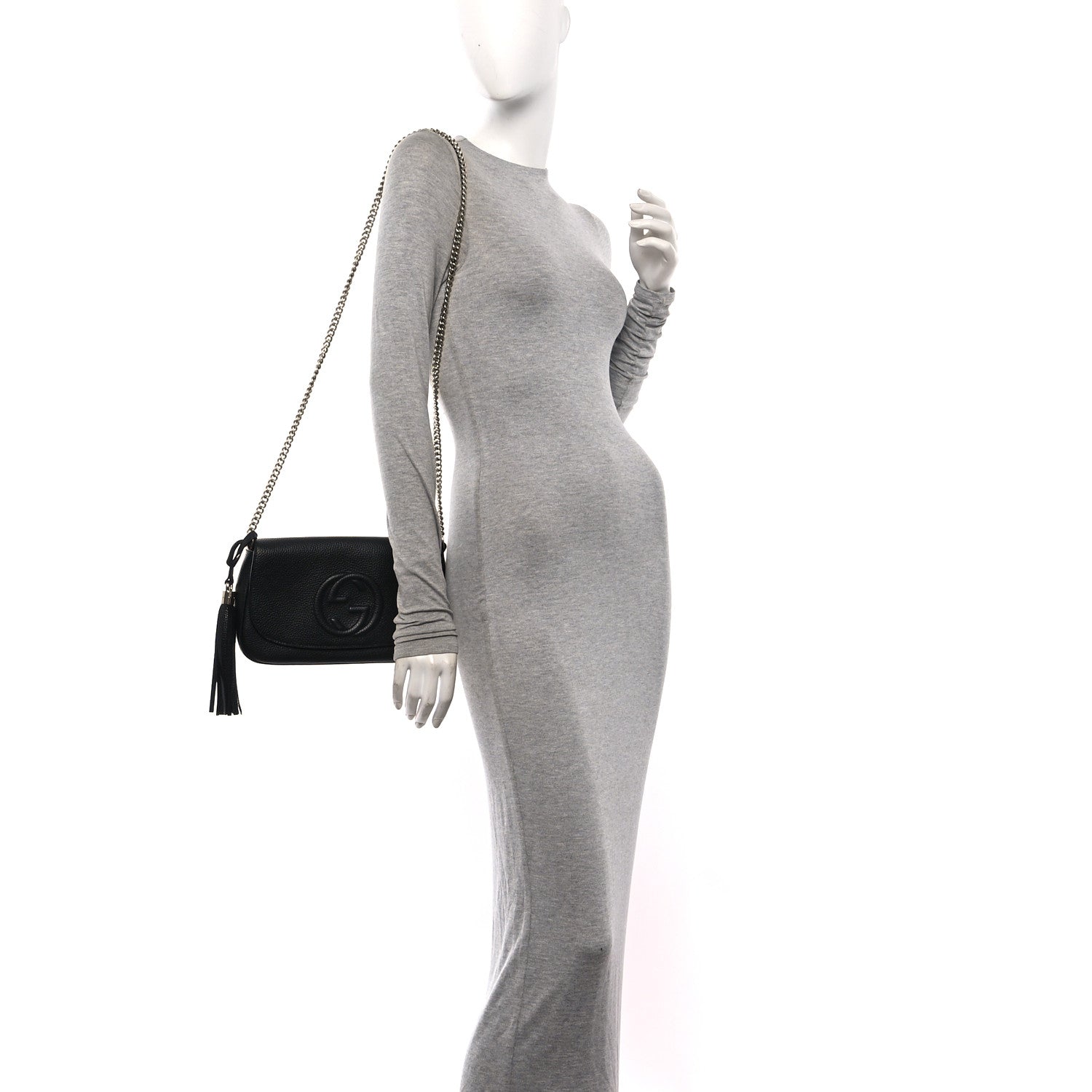 Pebbled Calfskin Medium Soho Flap Crossbody Black