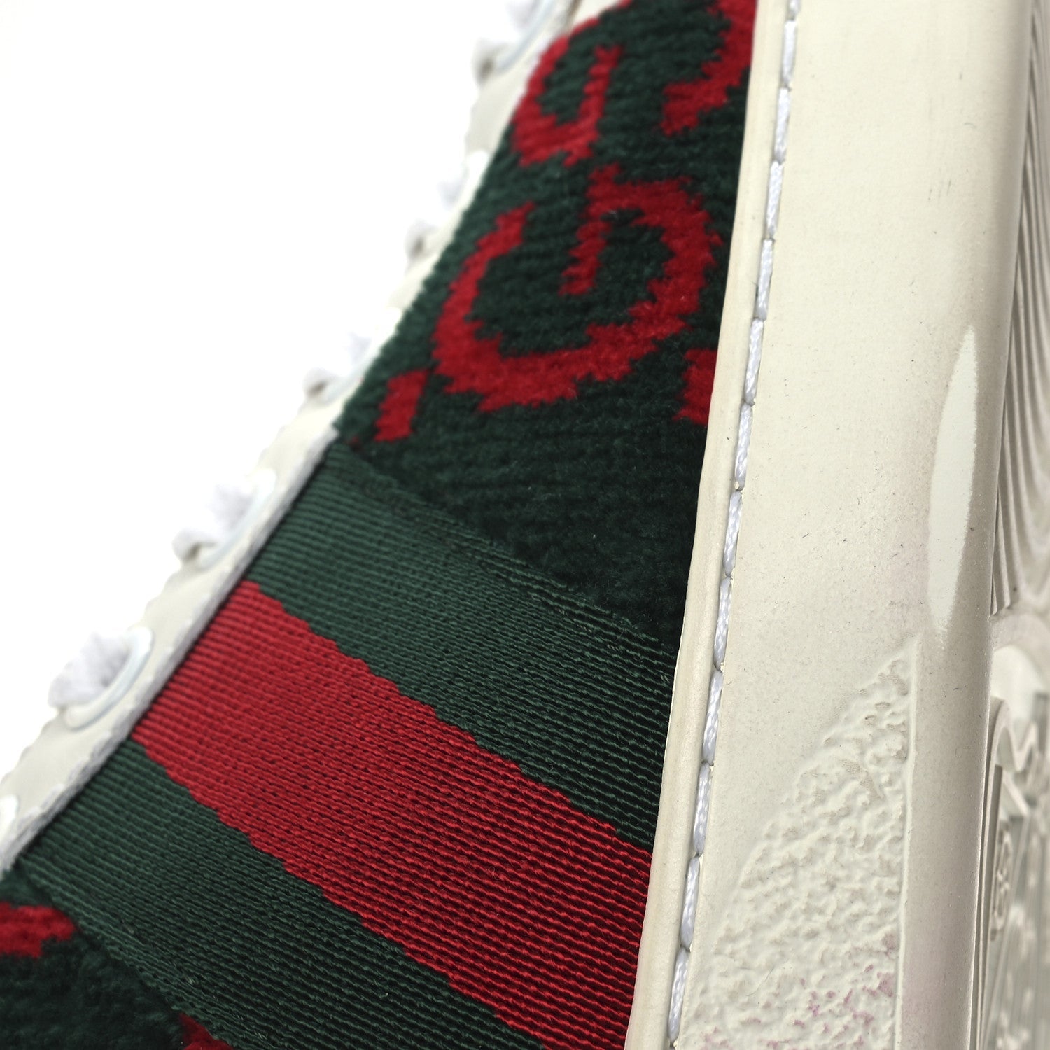Terry Cloth GG Monogram Web Womens Ace Sneakers 36 Green Red