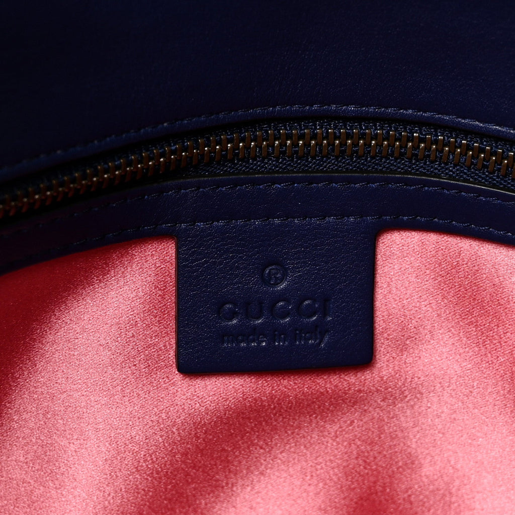 Velvet Matelasse Small GG Marmont Shoulder Bag Cobalt Blue