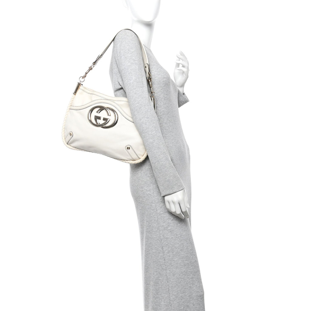Calfskin Britt Medium Shoulder Bag White