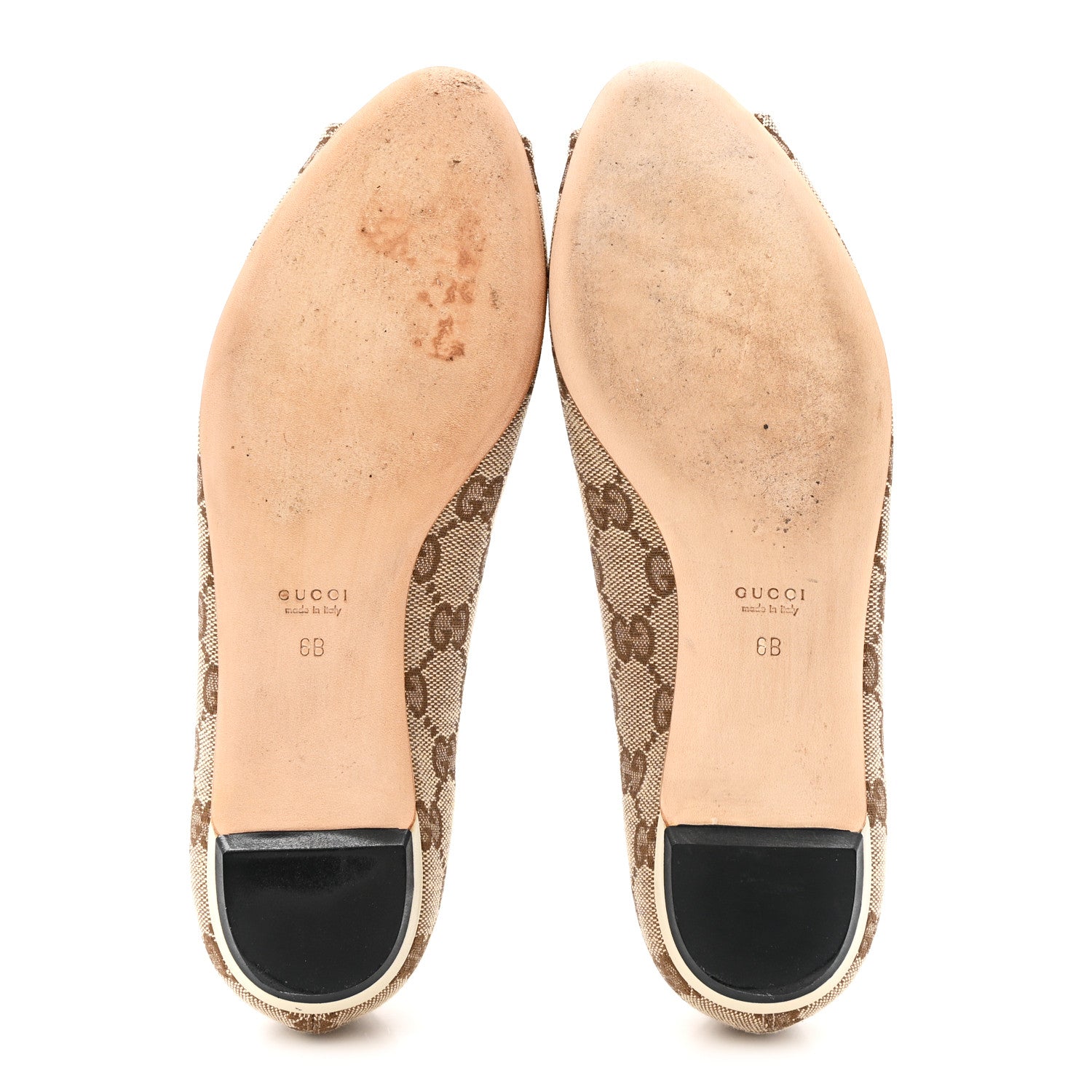Monogram Miro Soft Calfskin Womens Horsebit Peep Toe Flats 6 Beige Ebony Mystic White