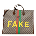 GG Supreme Monogram Fake/Not Large Retro Interlocking G Tote Bag Beige Brown Sugar