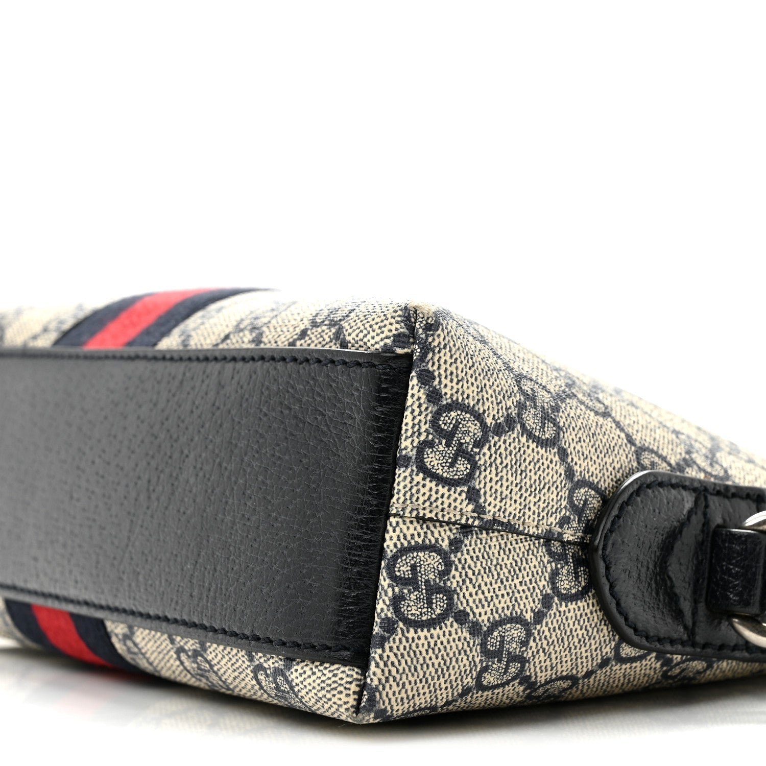 GG Supreme Monogram Textured Dollar Calfskin Web Small Ophidia Dome Shoulder Bag Beige Blue