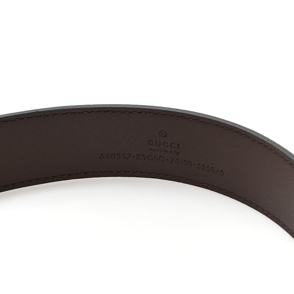 GG Supreme Monogram Textured Dollar Calfskin Blondie 30mm Belt 75 30 Beige Ebony New Acero