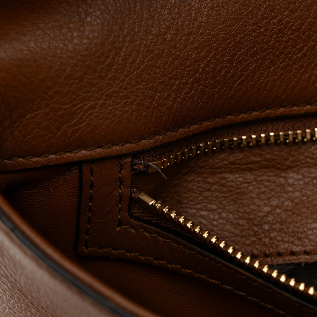 Roxy Calfskin Blondie Chain Shoulder Flap Bag Blondie Cognac