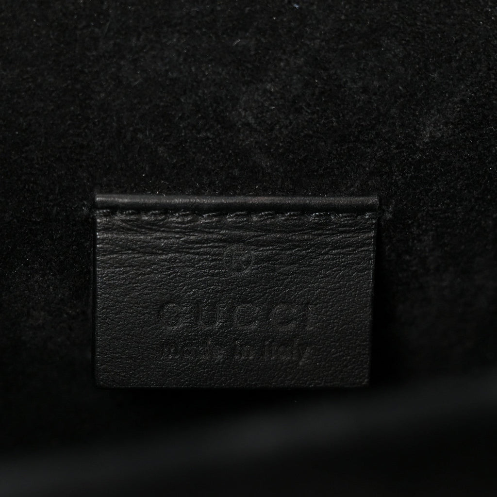 GG Supreme Monogram Suede Crystal Small Dionysus Shoulder Bag Beige Ebony Black