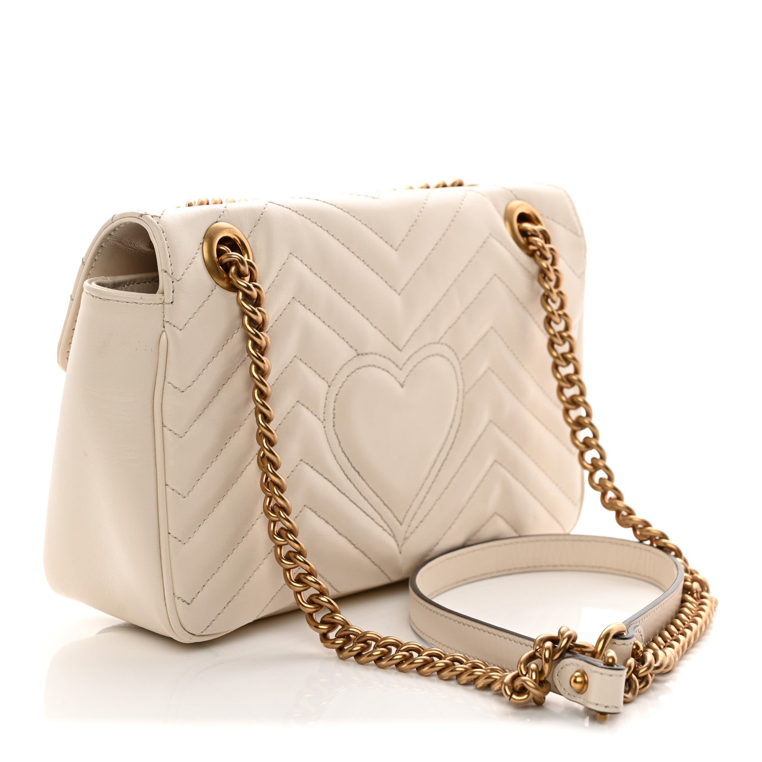 Calfskin Matelasse Small GG Marmont Shoulder Bag White