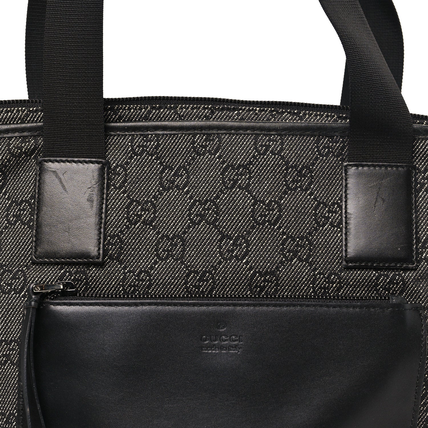 Denim Monogram Tote Bag Black