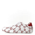 Calfskin GucciGhost Print Womens Ace Sneakers 40.5 White Hibiscus Red