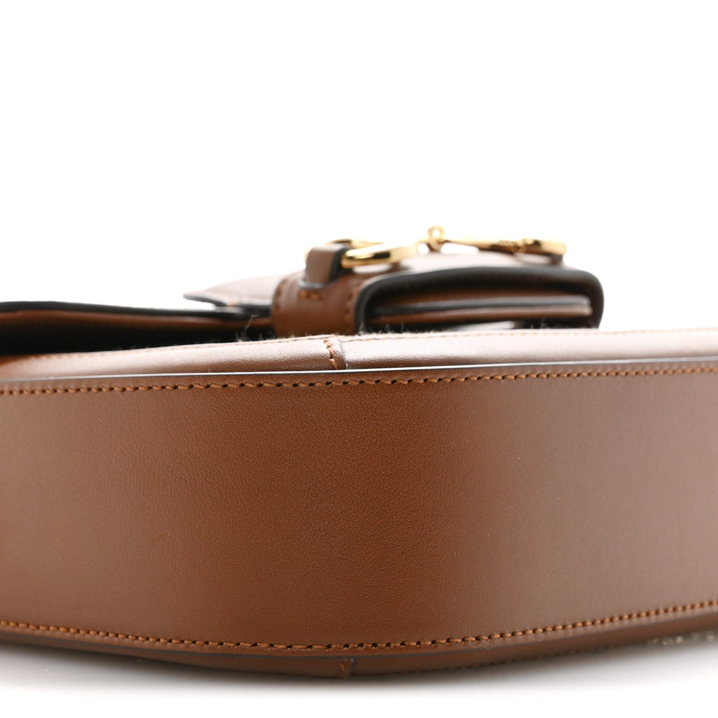 New Canvas Charisma Calfskin Crystal GG Monogram Mini Horsebit 1955 Shoulder Bag Camel Ebony