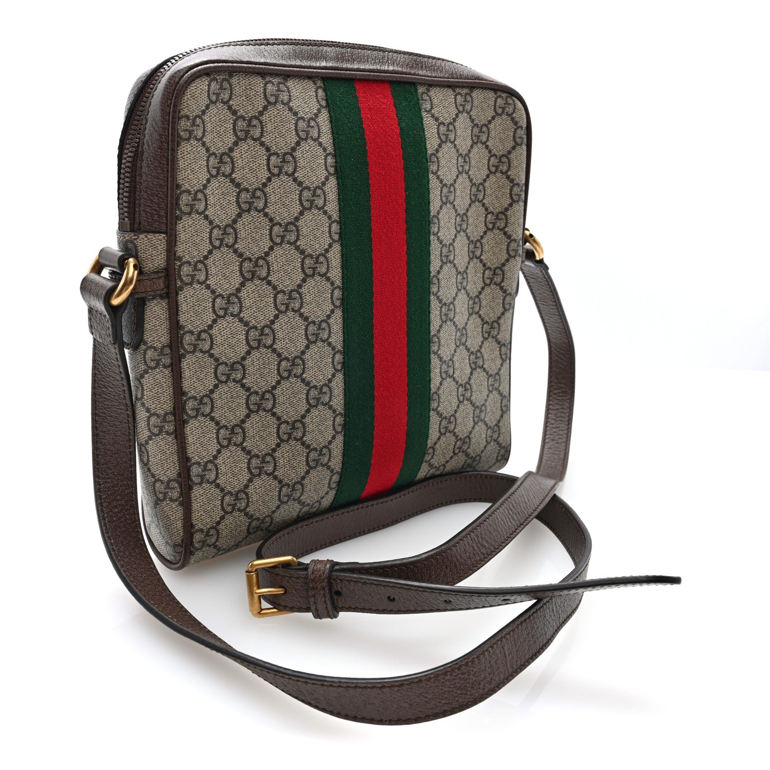 GG Supreme Monogram Web Small Ophidia Messenger Bag Brown