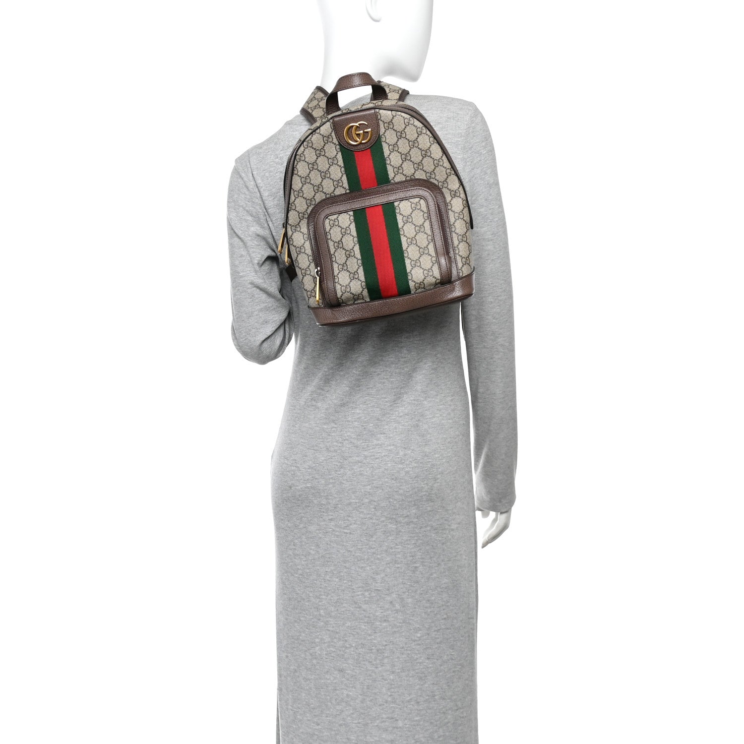 GG Supreme Monogram Calfskin Web Small Ophidia Day Backpack Beige Ebony New Acero