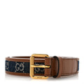 New Denim GG Monogram Dollar Calfskin Belt 65 26 Blue Tea Cuir Epilog