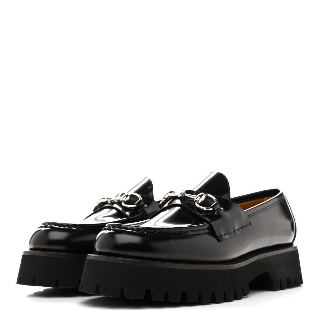 Cordovan Lux Womens Horsebit 45mm Platform Loafers 39.5 Black