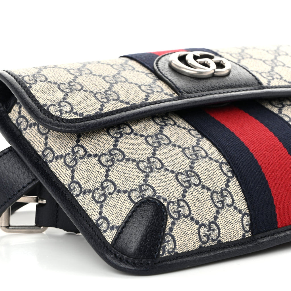 GG Supreme Monogram Web Small Ophidia Belt Bag 90 36 Beige Navy