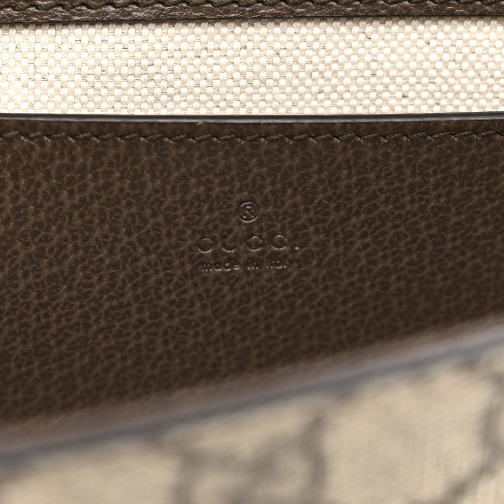 GG Supreme Monogram Textured Dollar Calfskin Web Mini Ophidia Envelope Shoulder Bag Beige Ebony New Acero