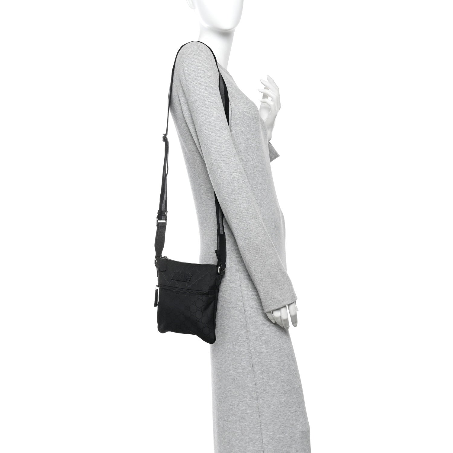 Nylon Monogram Mini Flat Messenger Bag Black