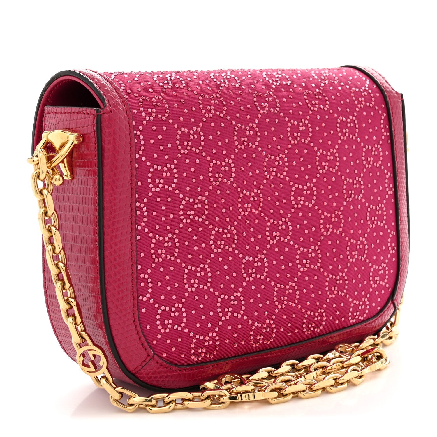 Canvas Calfskin Crystal GG Monogram Snakeskin Mini Horsebit 1955 Shoulder Bag Pink