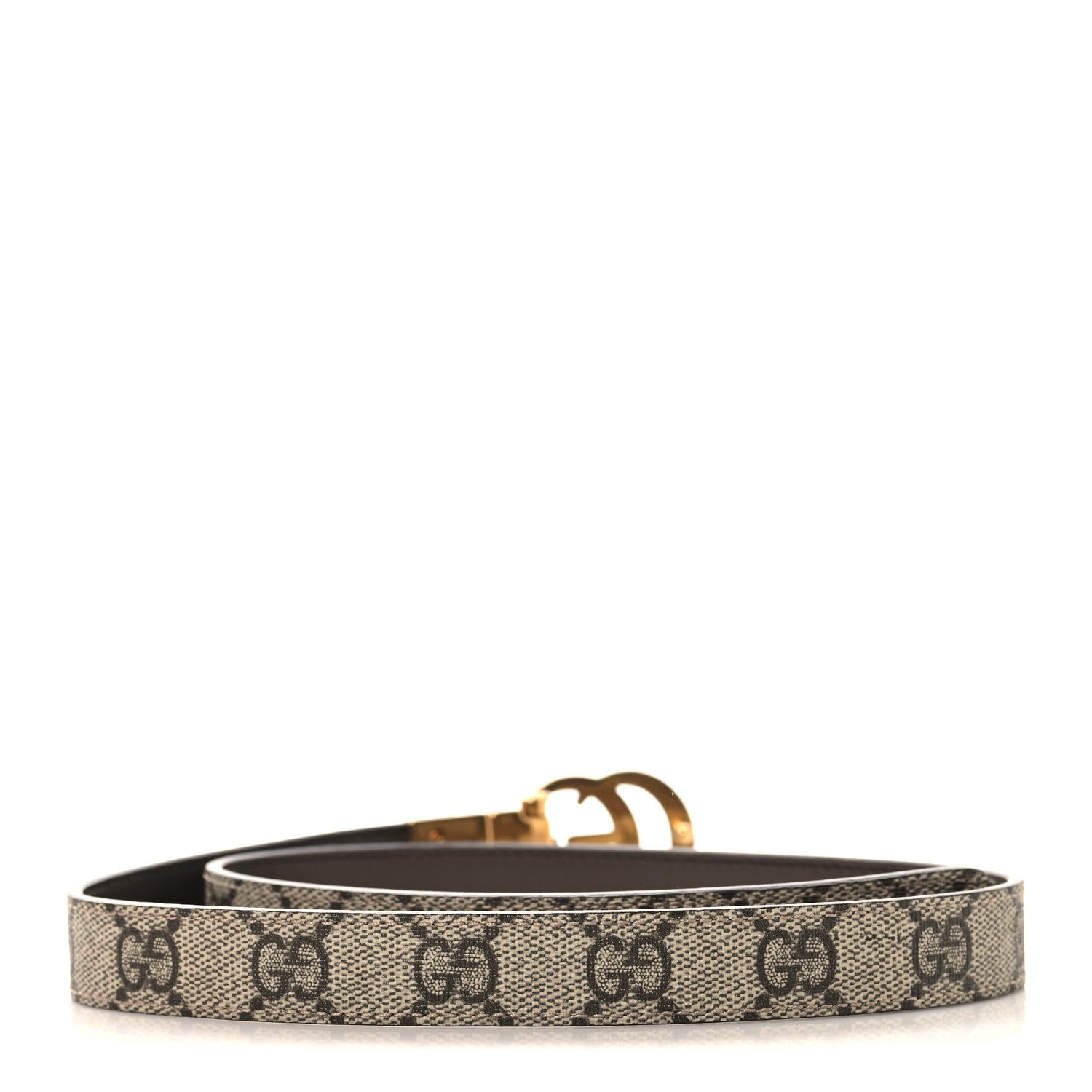 GG Supreme Monogram Plutone Calfskin Double G Reversible Belt Beige Ebony