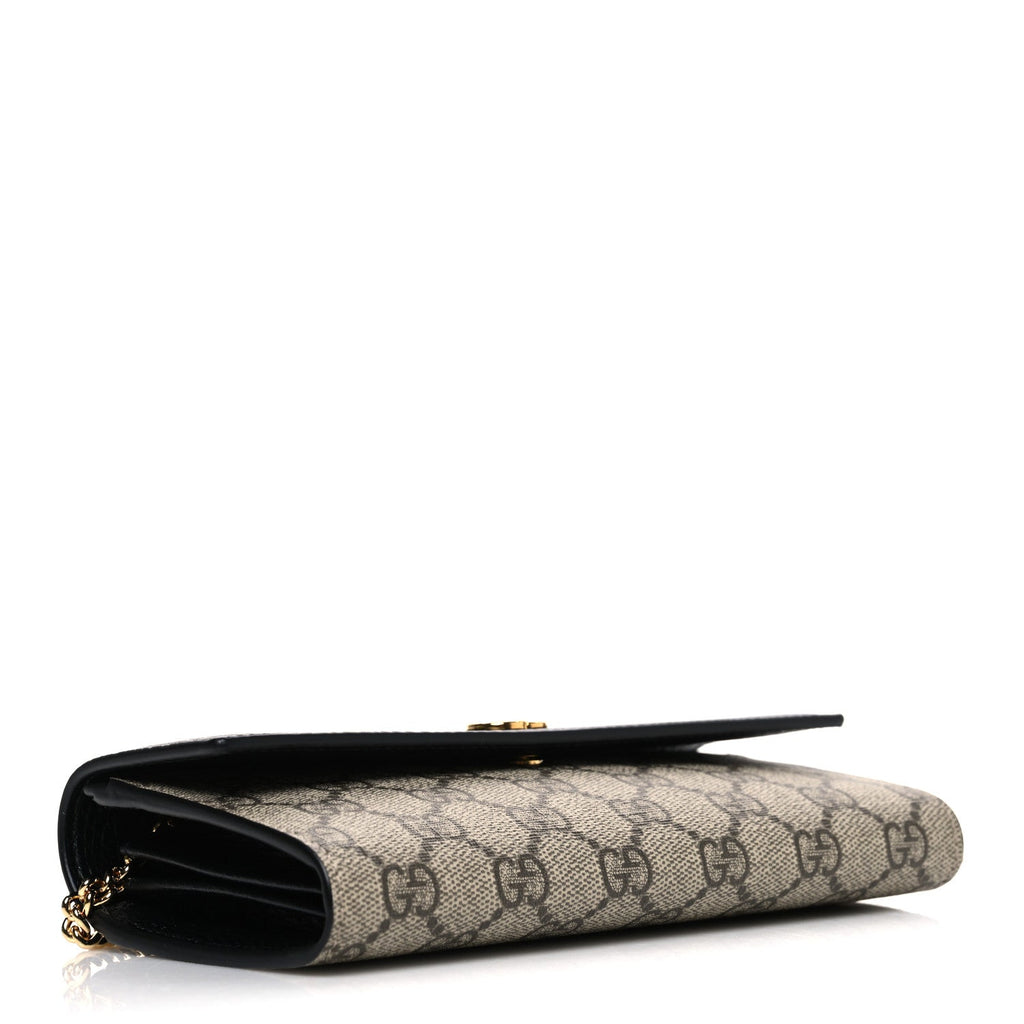 Dollar Calfskin GG Supreme Monogram Petite GG Marmont Wallet Chain Bag Black Beige Ebony
