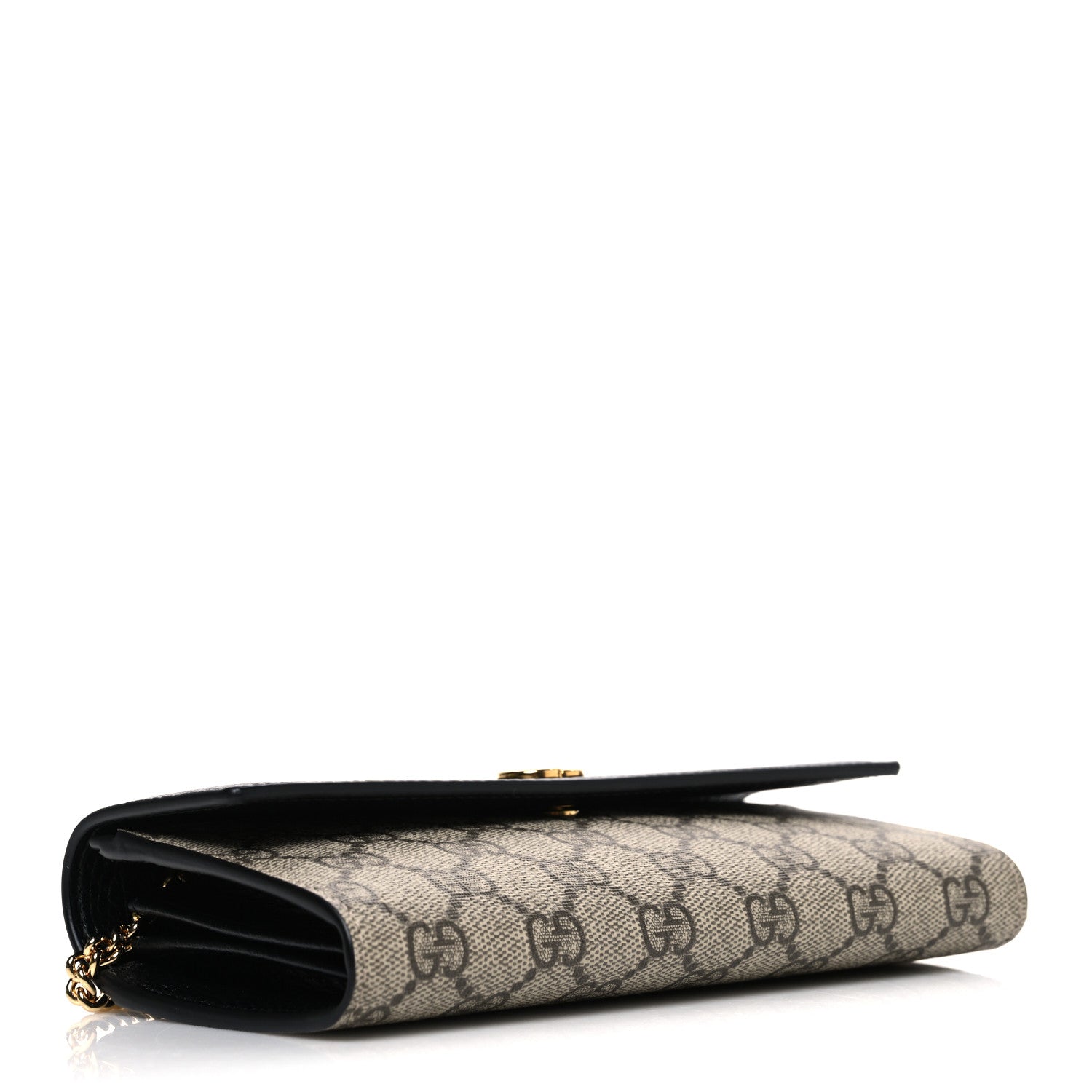 Dollar Calfskin GG Supreme Monogram Petite GG Marmont Wallet Chain Bag Black Beige Ebony