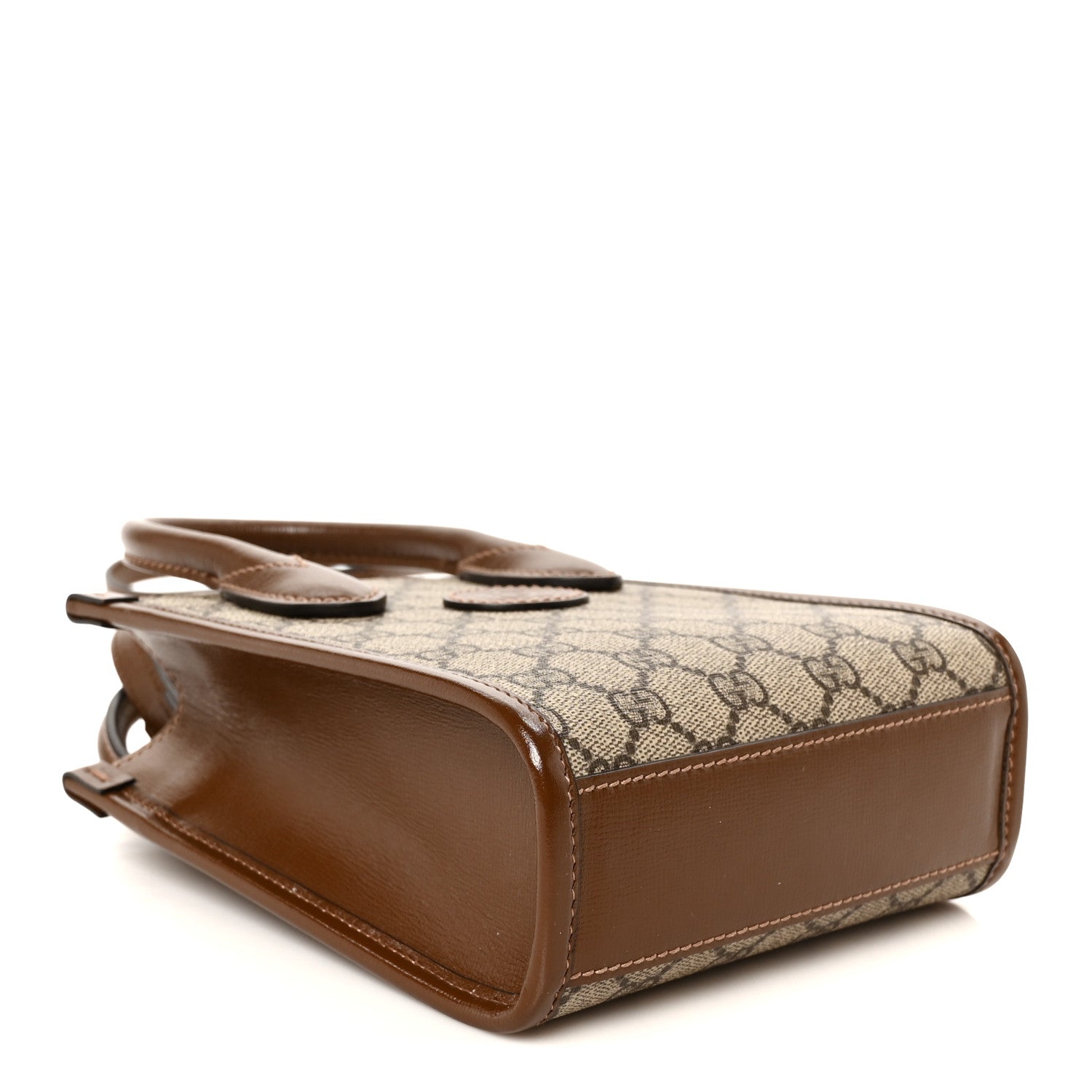 GG Supreme Monogram Azalea Calfskin Mini Retro Interlocking G Tote Bag Beige Ebony Brown Sugar