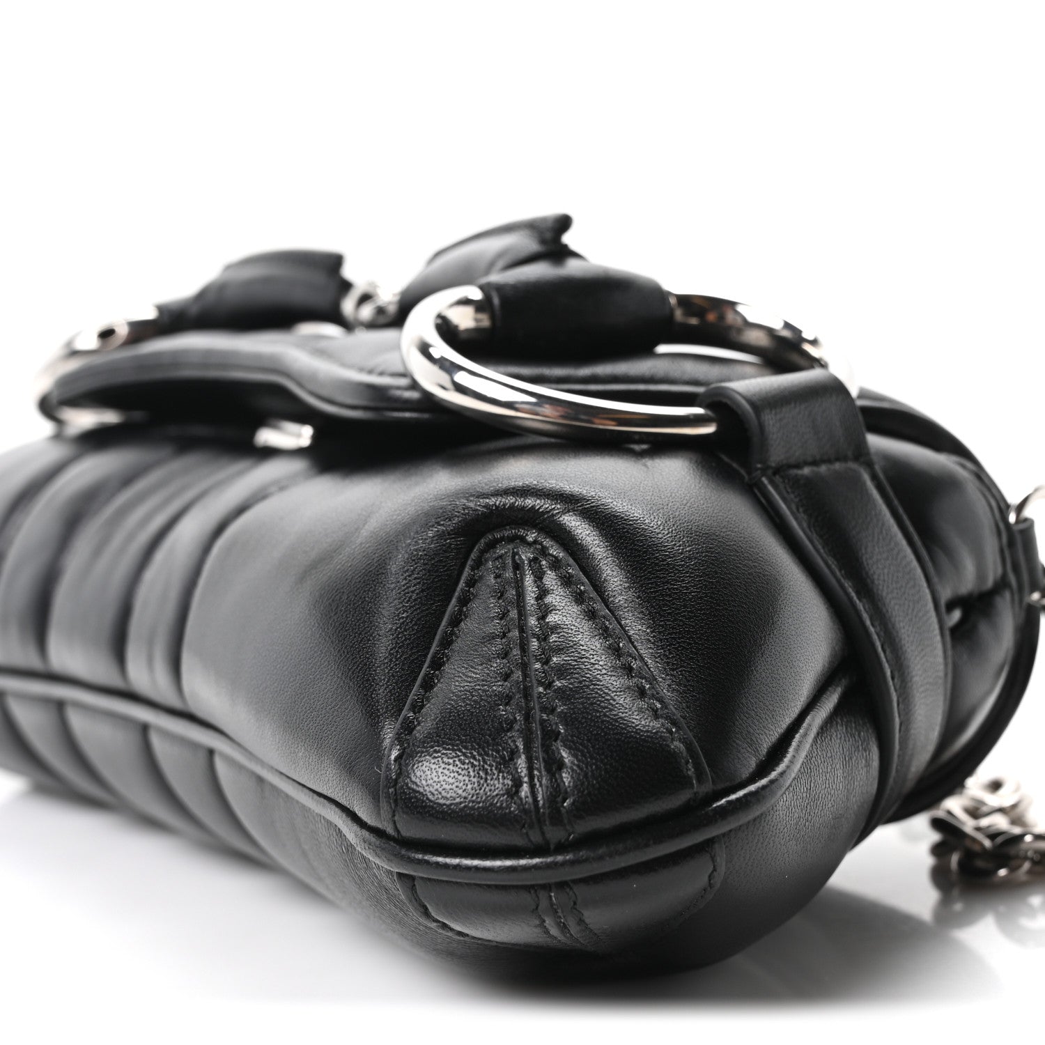 Nappa Vertical Matelasse Small Maxi Horsebit Chain Shoulder Bag Black