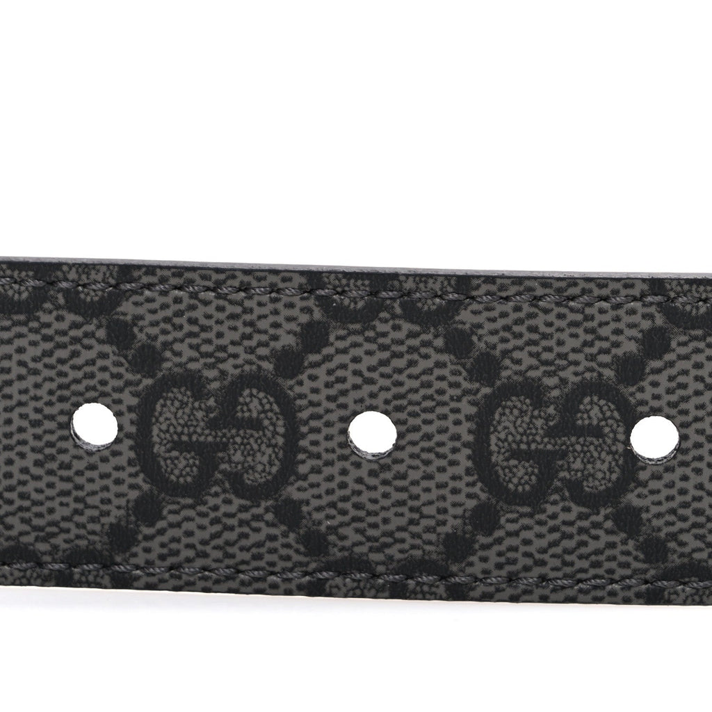 Selleria Calfskin GG Supreme Monogram Reversible Belt 90 36 Graphite Grey Black