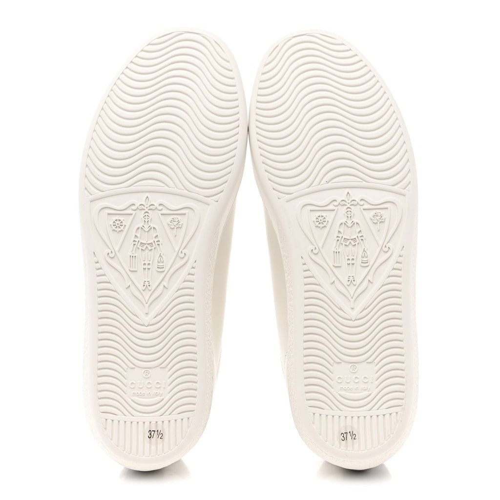 Calfskin Interlocking G Perforated Womens Ace Sneakers 37.5 White Grey Sky