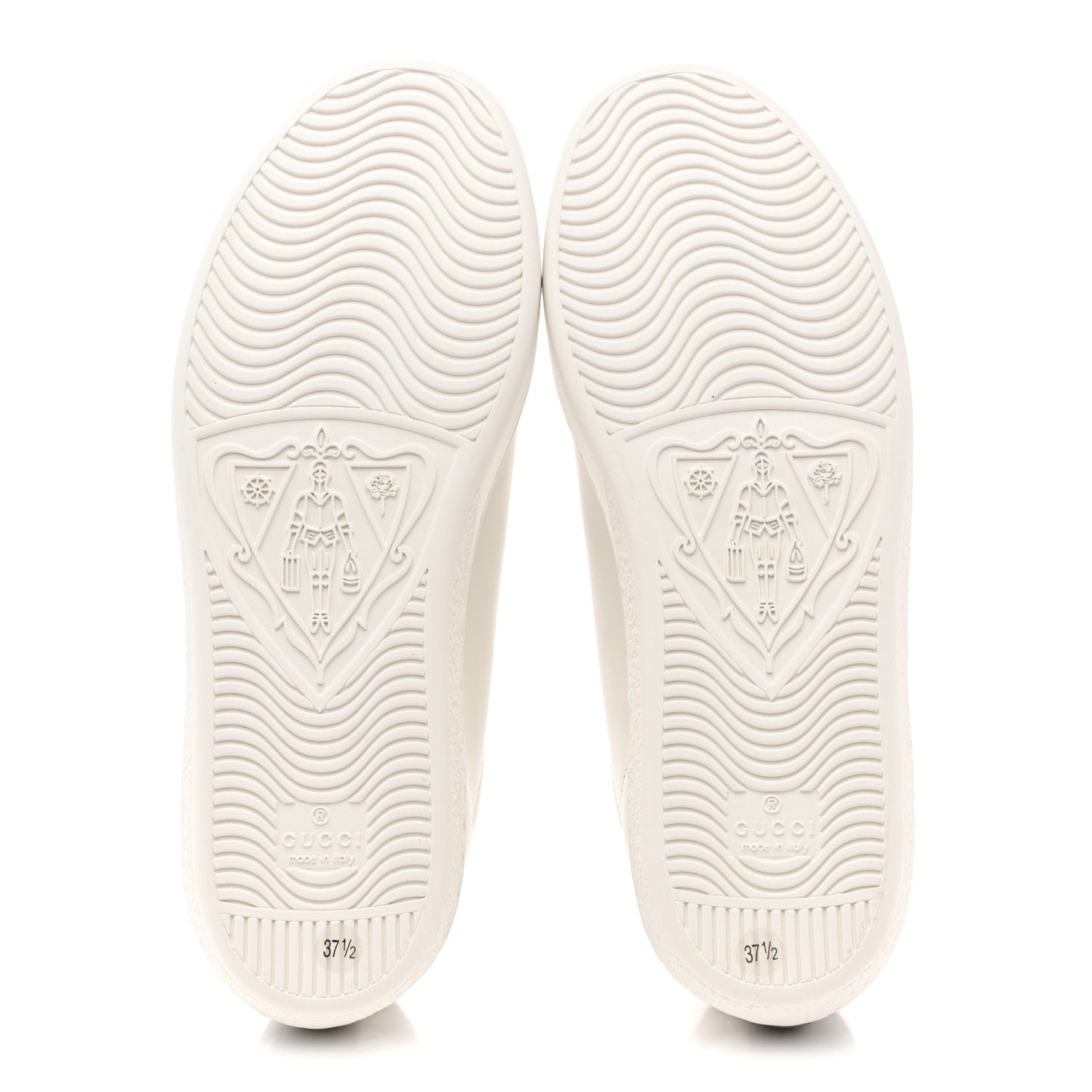 Calfskin Interlocking G Perforated Womens Ace Sneakers 37.5 White Grey Sky