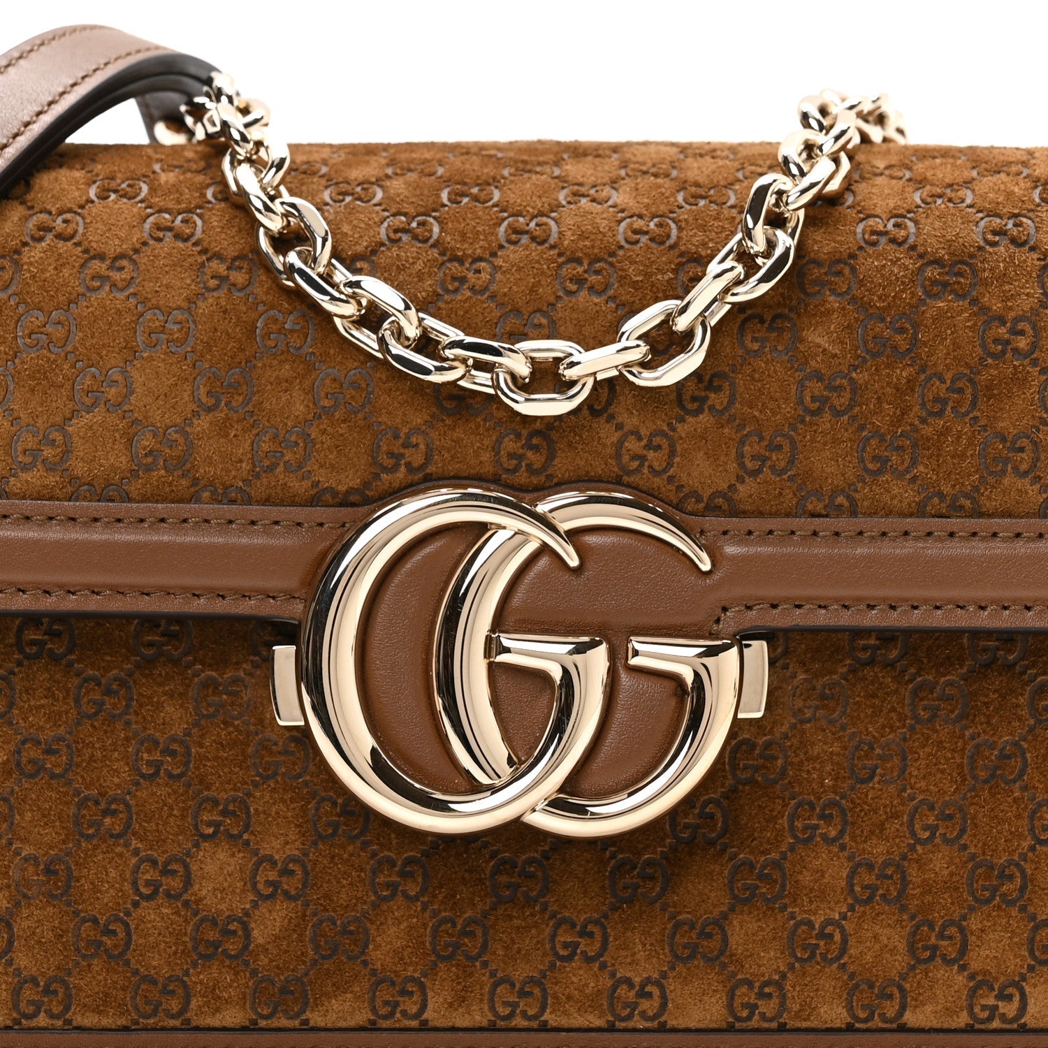 Suede Micro GG Small Go Shoulder Bag Brown