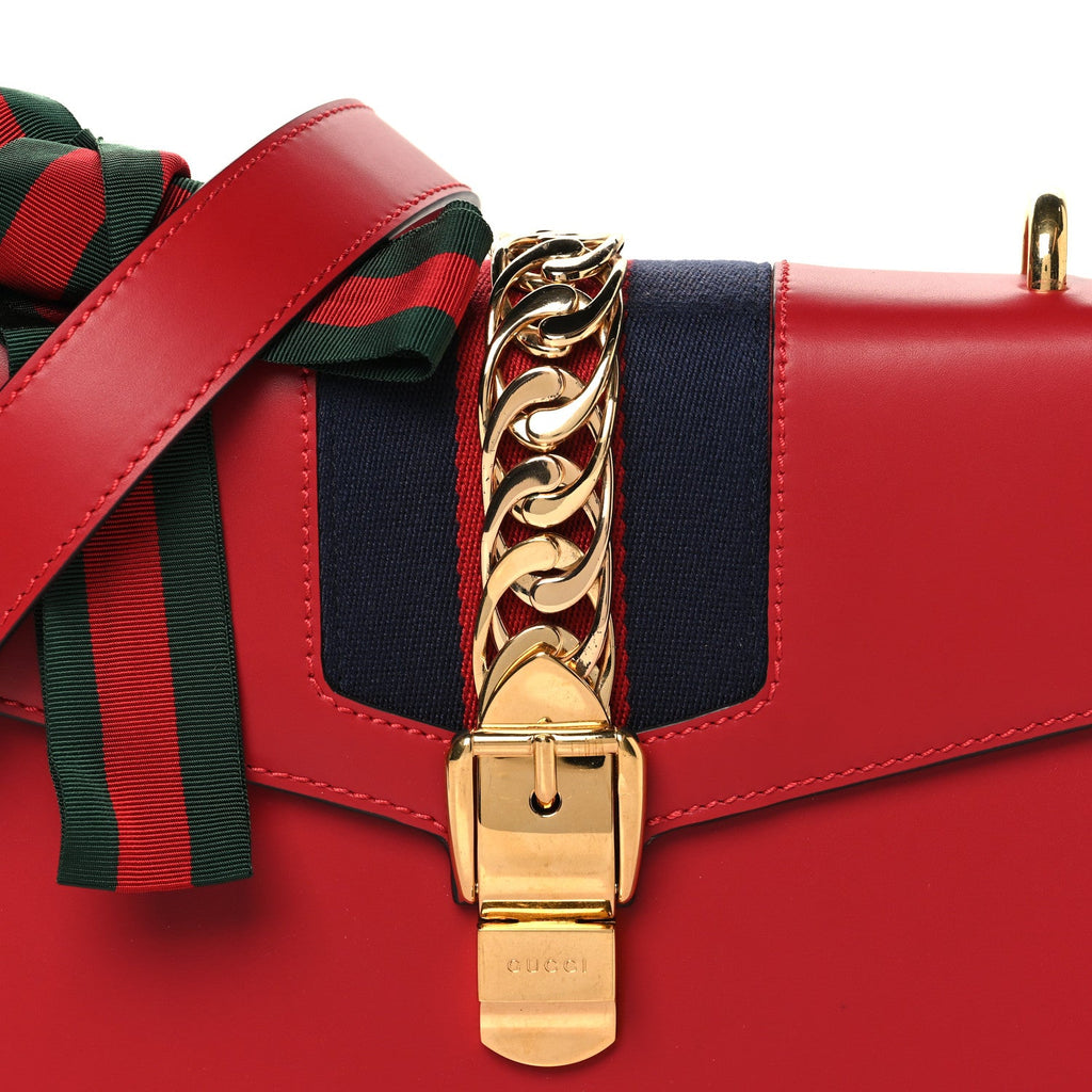 Calfskin Small Sylvie Shoulder Bag Hibiscus Red