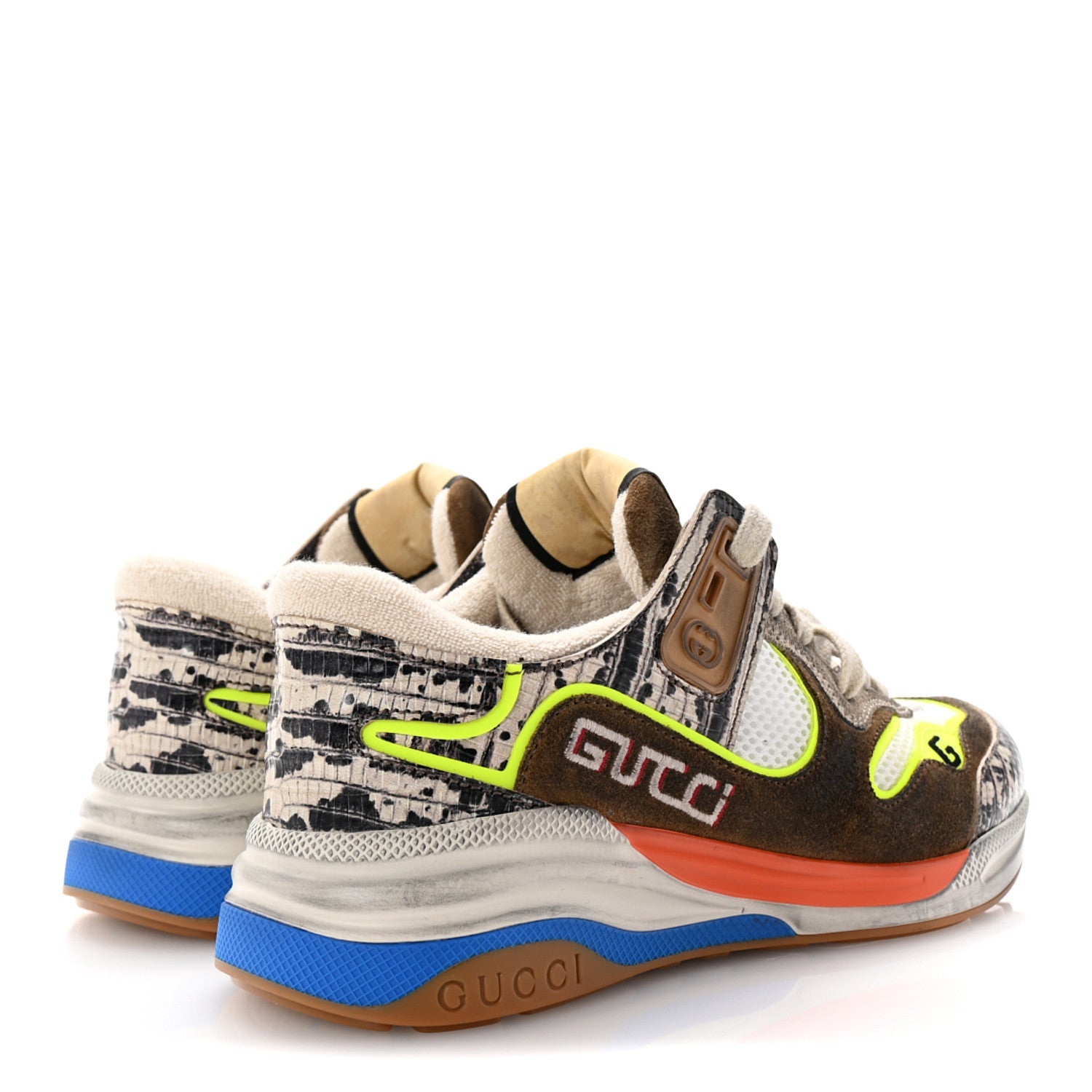 Suede Calfskin Tejus Printed Womens Ultrapace Sneakers 35 Natural Ardesia Neon Yellow