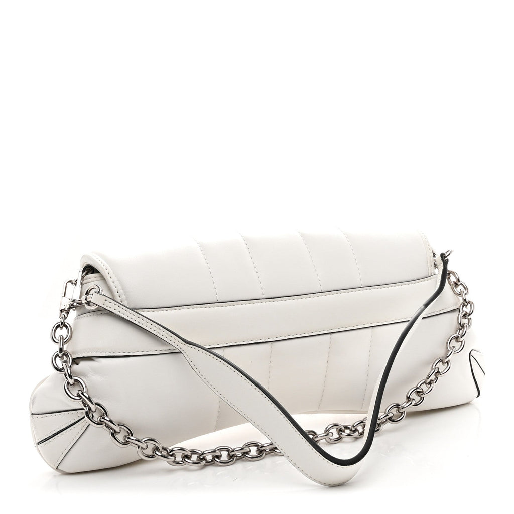Nappa Vertical Matelasse Medium Maxi Horsebit Chain Shoulder Bag Mystic White