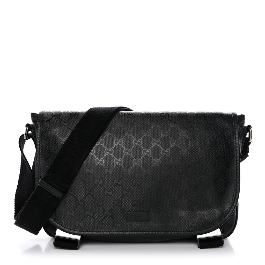 Imprime Monogram Medium Double Buckle Flap Messenger Bag Black