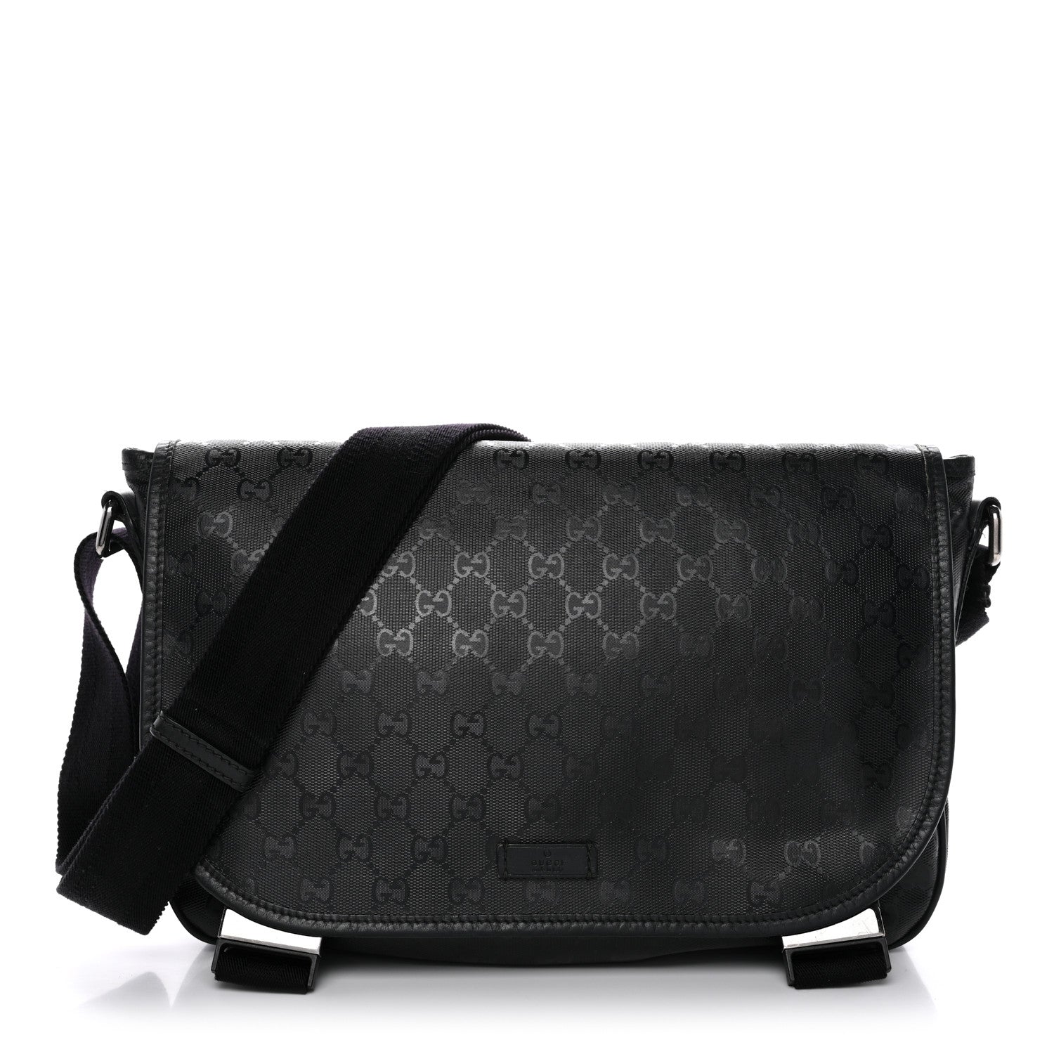 Imprime Monogram Medium Double Buckle Flap Messenger Bag Black