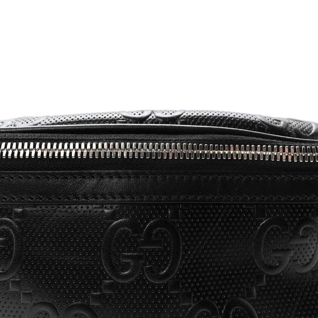 Calfskin GG Tennis Embossed Belt Bag Black