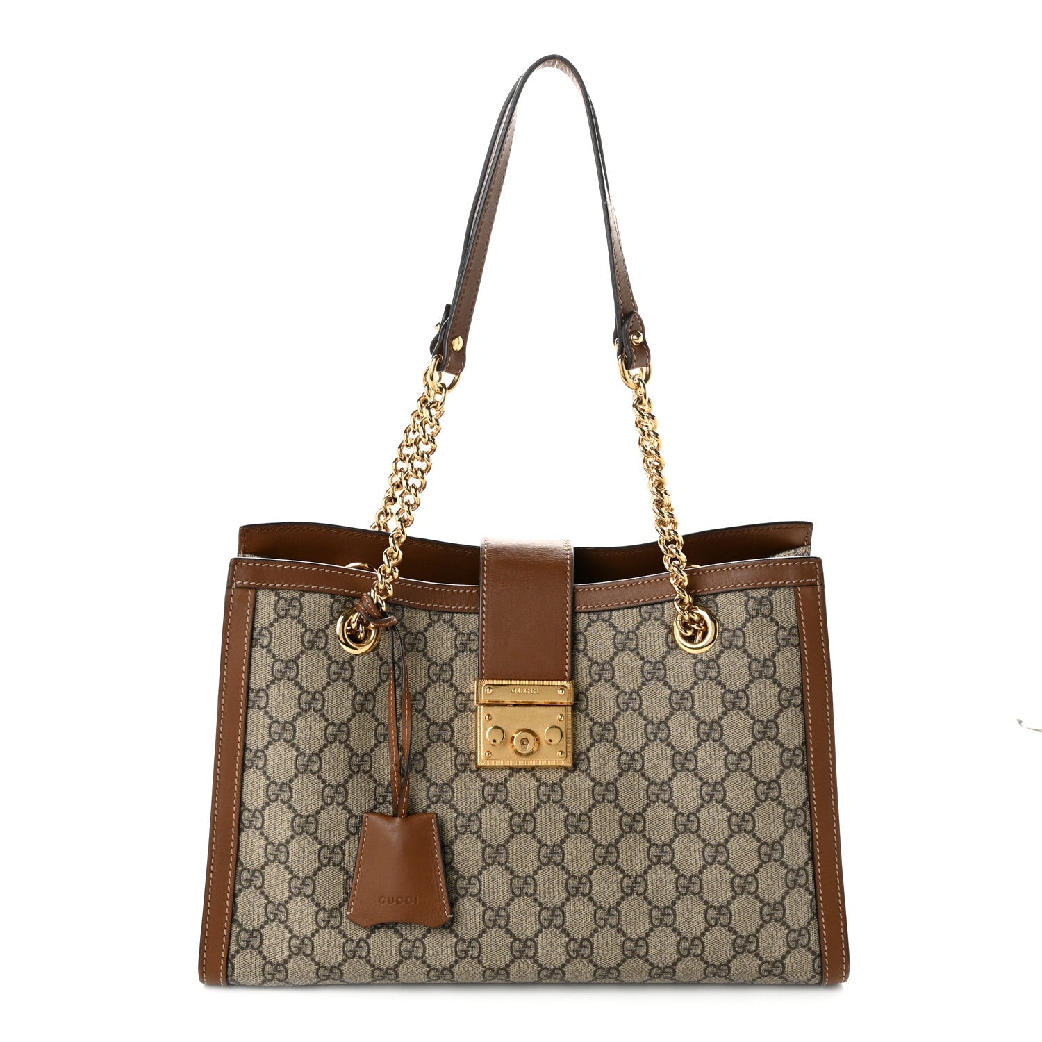 GG Supreme Monogram Medium Padlock Tote Beige Cuir