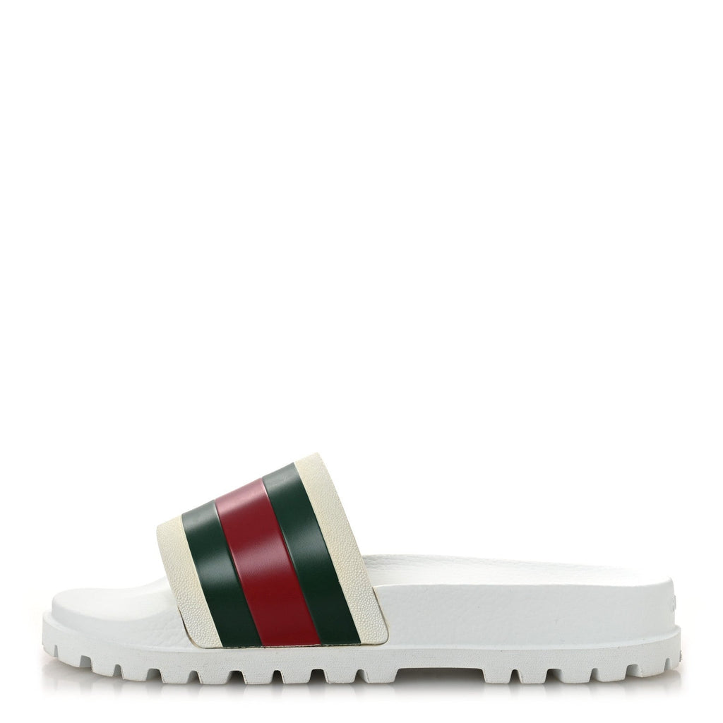 Rubber Web Mens Lug Sole Slide Sandals Great 10 White Green Red