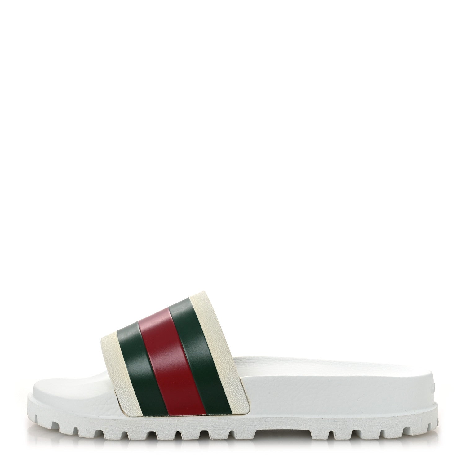 Rubber Web Mens Lug Sole Slide Sandals Great 10 White Green Red