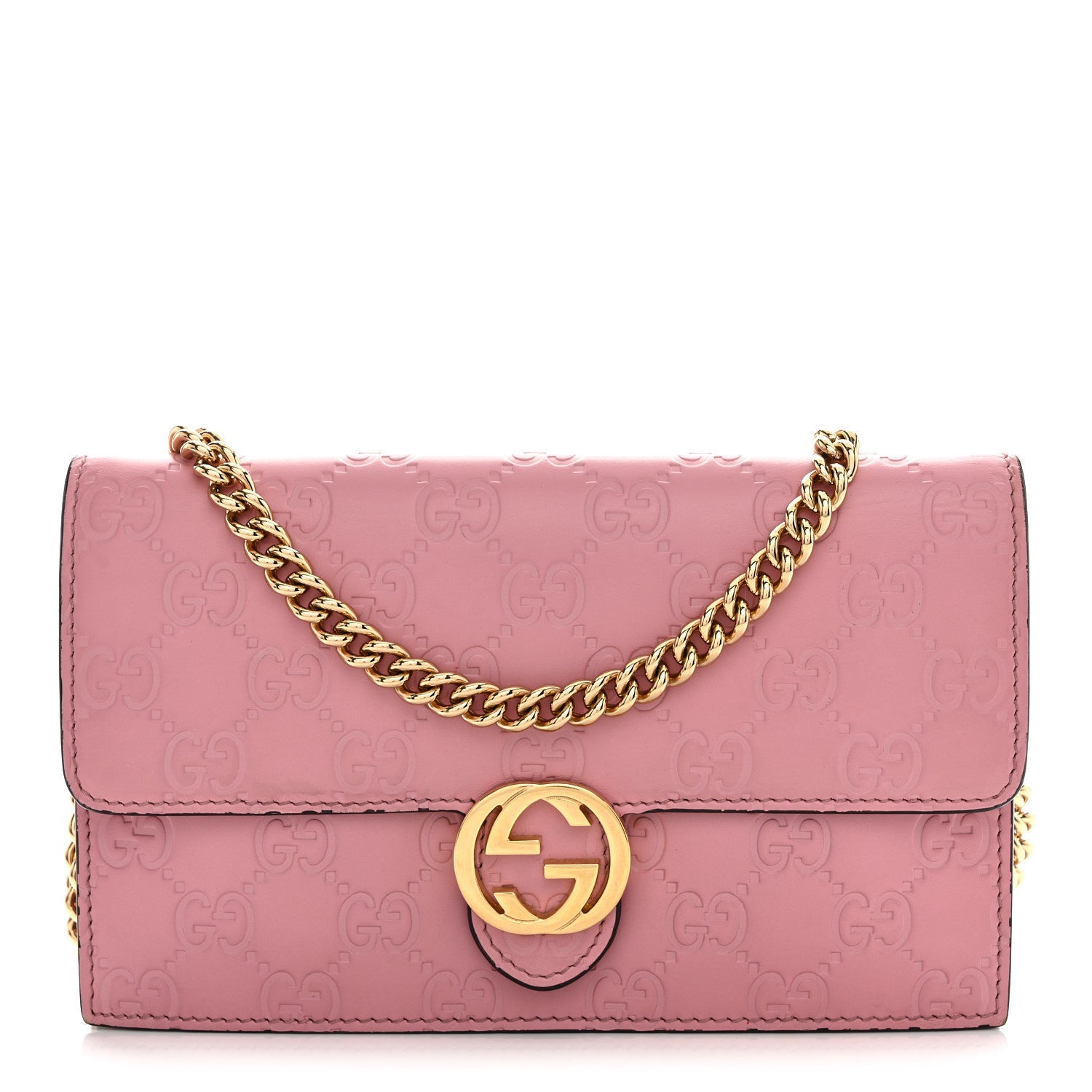 Guccissima Icon Chain Wallet Carmine Rose